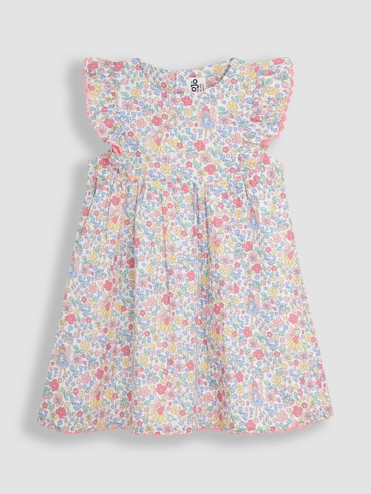 JoJo Maman Bébé Pink Fairy Floral Frill Shoulder Summer Dress - Image 2 of 5