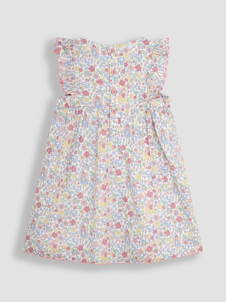 JoJo Maman Bébé Pink Fairy Floral Frill Shoulder Summer Dress - Image 3 of 5