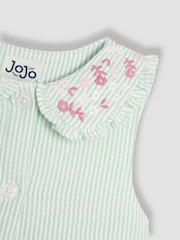 JoJo Maman Bébé Green Floral Embroidered Collar Button Through Dress - Image 2 of 3