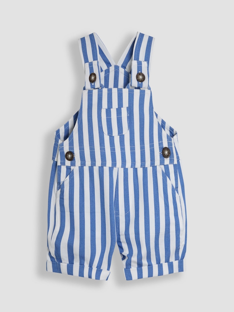 JoJo Maman Bébé Blue 2-Piece Stripe Dungarees & T-Shirt Set - Image 2 of 6