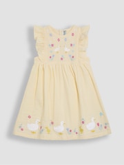 JoJo Maman Bébé Yellow Duck Appliqué Seersucker Summer Dress - Image 1 of 3