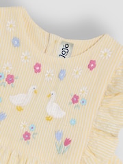JoJo Maman Bébé Yellow Duck Appliqué Seersucker Summer Dress - Image 3 of 3