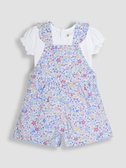 JoJo Maman Bébé Blue Cherry Ditsy 100% Cotton Culottes & T-Shirt Set 2 Piece - Image 1 of 6