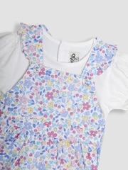 JoJo Maman Bébé Blue Cherry Ditsy 100% Cotton Culottes & T-Shirt Set 2 Piece - Image 4 of 6