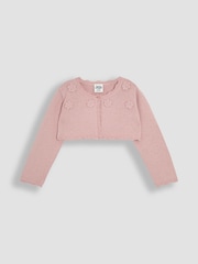 JoJo Maman Bébé Pink Floral Bolero Cardigan - Image 1 of 3