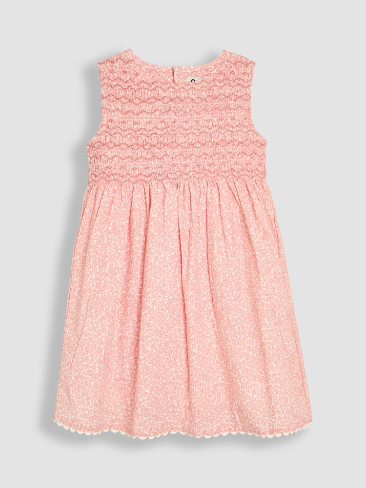 JoJo Maman Bébé Pink Floral Smocked Summer Dress - Image 2 of 6