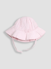 JoJo Maman Bébé Pink Bunny Embroidered 3-Piece Frill Shoulder Baby Dress, Knicker & Hat Set - Image 8 of 8