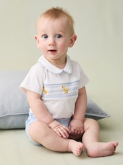 JoJo Maman Bébé Blue 2-Piece Chick Embroidered Body & Short Set - Image 1 of 6