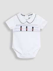JoJo Maman Bébé Navy 2-Piece Smocked Embroidered Body & Shorts Set - Image 6 of 10