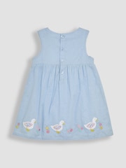 JoJo Maman Bébé Blue Duck Floral Baby Appliqué 100% Cotton Dress - Image 5 of 6
