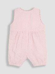 Pink Smocked Stripe Bunny - JoJo Maman Bébé Appliqué Pocket 100% Cotton Dungarees - Imagen 5 de 6