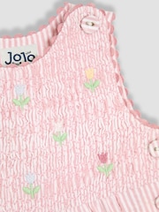 Pink Smocked Stripe Bunny - JoJo Maman Bébé Appliqué Pocket 100% Cotton Dungarees - Imagen 6 de 6