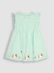JoJo Maman Bébé Green Guinea Pig Appliqué Gingham Summer Dress - Image 1 of 3