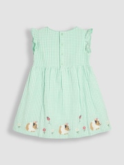 JoJo Maman Bébé Green Guinea Pig Appliqué Gingham Summer Dress - Image 2 of 3