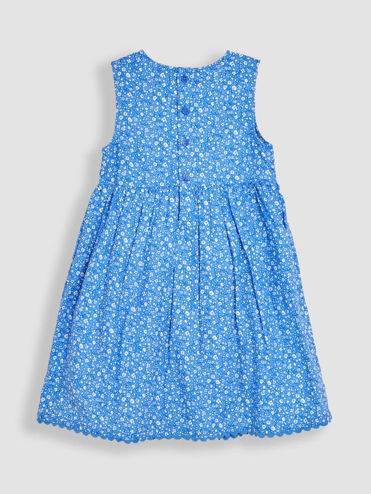 JoJo Maman Bébé Blue Floral Smocked Summer Dress - Image 2 of 4