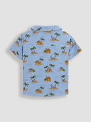 JoJo Maman Bébé Blue Dino Island 2-Piece Printed Shirt & Shorts Set - Image 3 of 6
