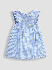 JoJo Maman Bébé Blue Lemon Embroidered Pretty Summer Dress - Image 2 of 3