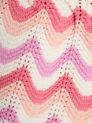 JoJo Maman Bébé Pink 100% Cotton 2-Piece Chevron Crochet Top & Shorts Set - Image 4 of 4