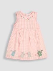 JoJo Maman Bébé Pink Mouse Appliqué Gingham Summer Dress - Image 1 of 4