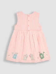 JoJo Maman Bébé Pink Mouse Appliqué Gingham Summer Dress - Image 2 of 4