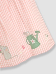 JoJo Maman Bébé Pink Mouse Appliqué Gingham Summer Dress - Image 3 of 4