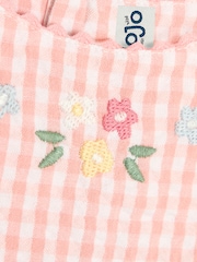 JoJo Maman Bébé Pink Mouse Appliqué Gingham Summer Dress - Image 4 of 4