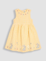 JoJo Maman Bébé Yellow Bunny Appliqué Gingham Summer Dress - Image 1 of 3