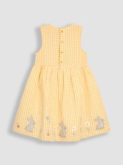 JoJo Maman Bébé Yellow Bunny Appliqué Gingham Summer Dress - Image 2 of 3