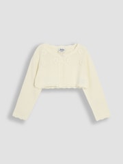 JoJo Maman Bébé Cream Floral Bolero Cardigan - Image 1 of 3