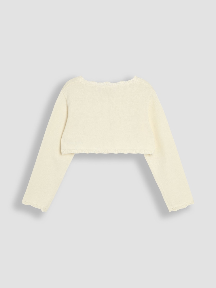 JoJo Maman Bébé Cream Floral Bolero Cardigan - Image 2 of 3