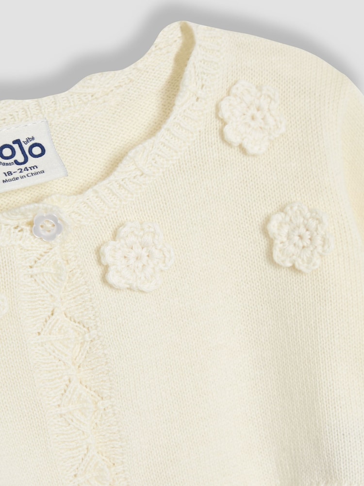 JoJo Maman Bébé Cream Floral Bolero Cardigan - Image 3 of 3