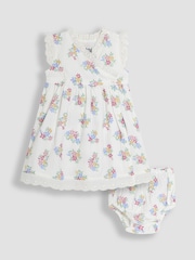JoJo Maman Bébé White Floral Baby Broderie Trim Wrap Dress - Image 1 of 10