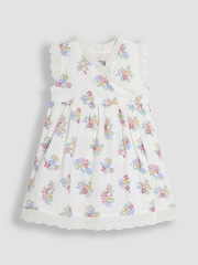 JoJo Maman Bébé White Floral Baby Broderie Trim Wrap Dress - Image 2 of 10