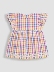 JoJo Maman Bébé 2-Piece Gingham Angel Sleeve Blouse & Shorts Set - Image 2 of 6