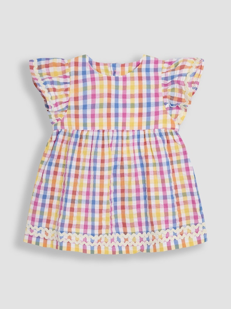 JoJo Maman Bébé 2-Piece Gingham Angel Sleeve Blouse & Shorts Set - Image 2 of 6