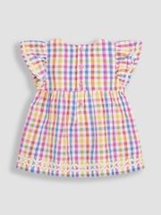 JoJo Maman Bébé 2-Piece Gingham Angel Sleeve Blouse & Shorts Set - Image 3 of 6