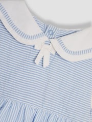 JoJo Maman Bébé Blue Nautical Embroidered Seersucker Sailor Baby Dress - Image 5 of 6