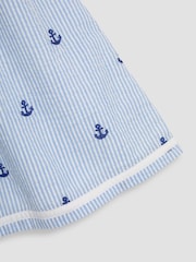 JoJo Maman Bébé Blue Nautical Embroidered Seersucker Sailor Baby Dress - Image 6 of 6