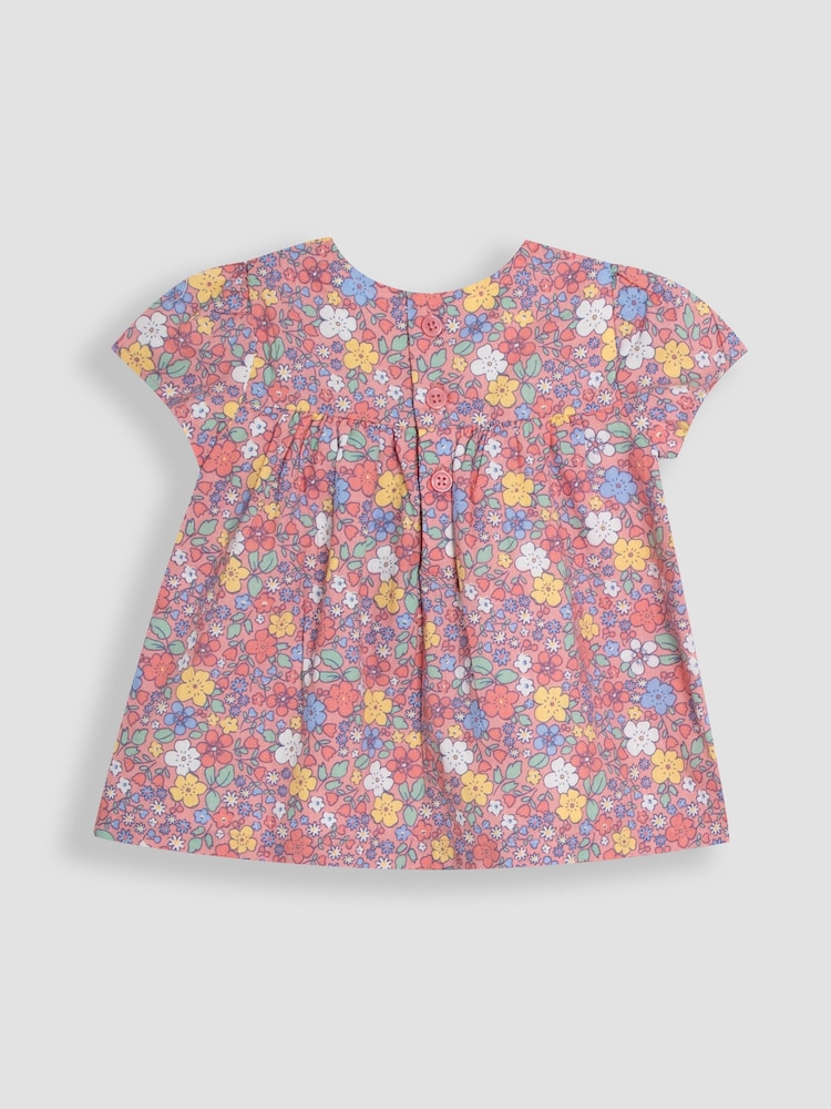 JoJo Maman Bébé Pink Floral 2-Piece Bunny Appliqué Blouse & Leggings Set - Image 3 of 5