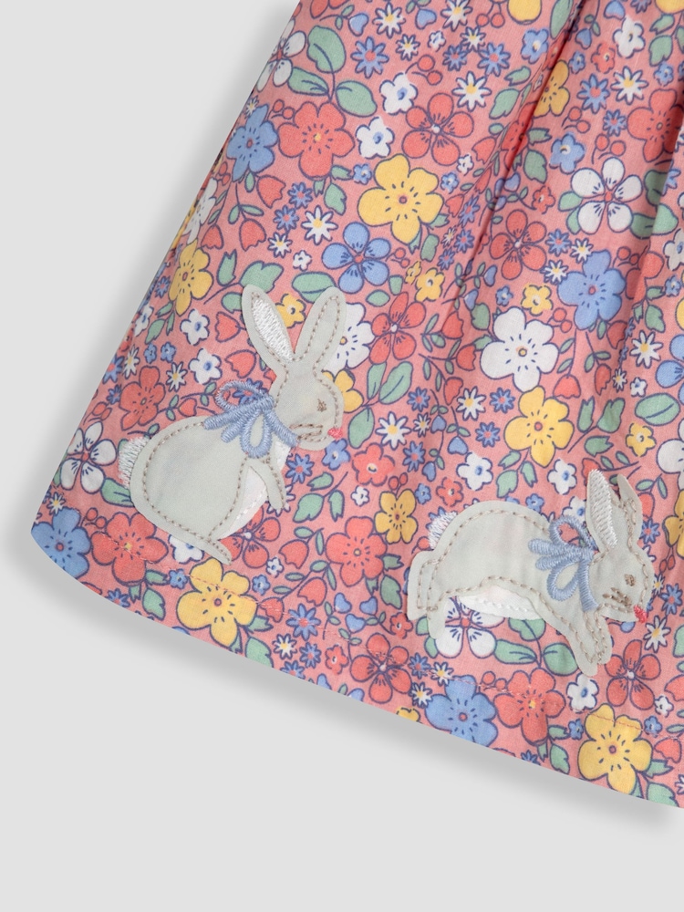 JoJo Maman Bébé Pink Floral 2-Piece Bunny Appliqué Blouse & Leggings Set - Image 5 of 5