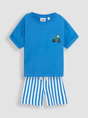 JoJo Maman Bébé Stone 100% Cotton T-Shirt and Stripe Shorts Set 2 Piece - Image 1 of 6