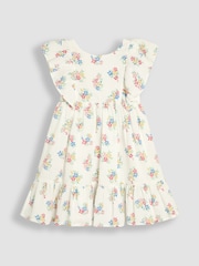 JoJo Maman Bébé White Frill Back Summer 100% Cotton Dress - Image 1 of 3