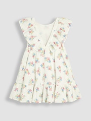 JoJo Maman Bébé White Frill Back Summer 100% Cotton Dress - Image 2 of 3