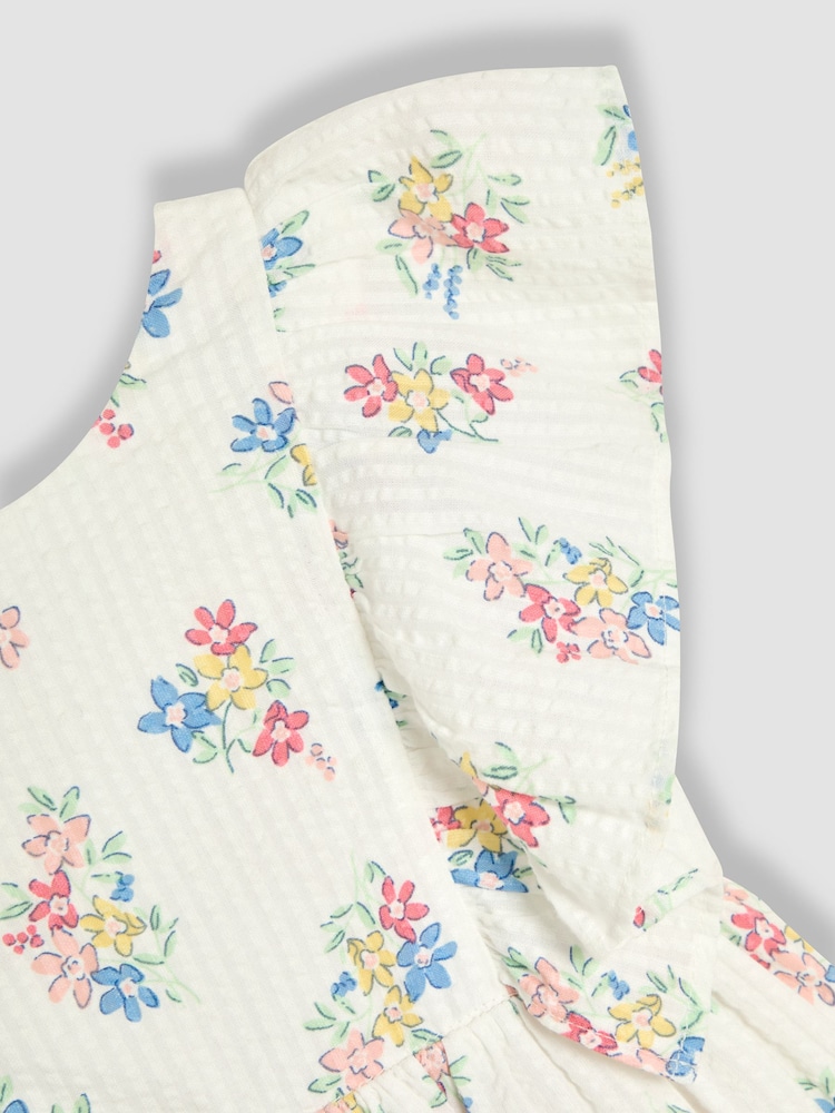 JoJo Maman Bébé White Frill Back Summer 100% Cotton Dress - Image 3 of 3