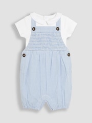 JoJo Maman Bébé Blue 2-Piece Smocked Dungarees & Body Set - Image 1 of 8