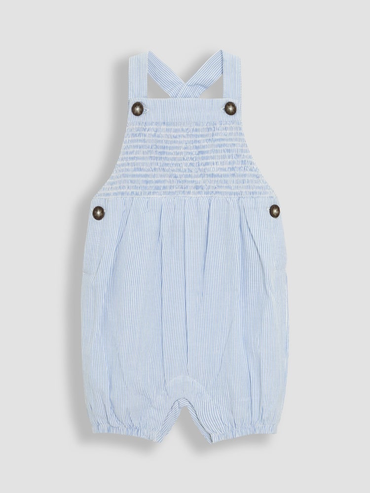 JoJo Maman Bébé Blue 2-Piece Smocked Dungarees & Body Set - Image 2 of 8