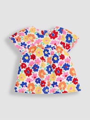 JoJo Maman Bébé Fucshia Pink 2-Piece Floral Frill Sleeve Blouse & Shorts Set - Image 2 of 6