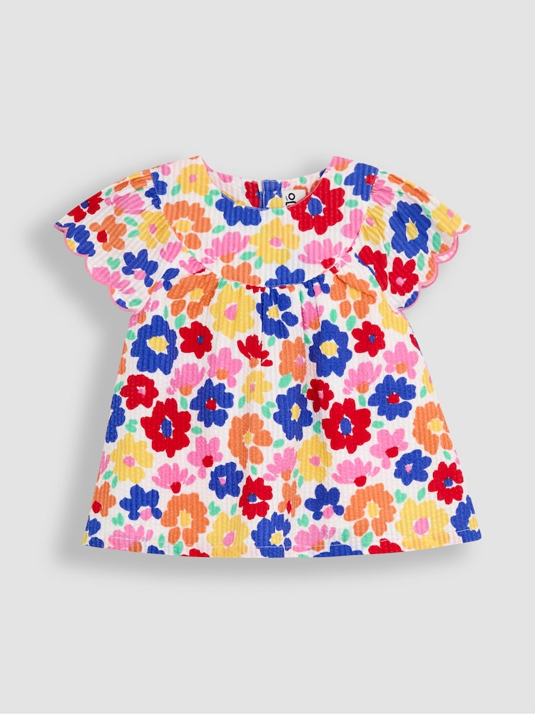 JoJo Maman Bébé Fucshia Pink 2-Piece Floral Frill Sleeve Blouse & Shorts Set - Image 2 of 6 JoJo Maman Bébé Fucshia Pink 2-Piece Floral Frill Sleeve Blouse & Shorts Set - Image 2 of 6