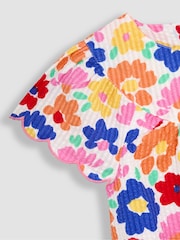 JoJo Maman Bébé Fucshia Pink 2-Piece Floral Frill Sleeve Blouse & Shorts Set - Image 5 of 6