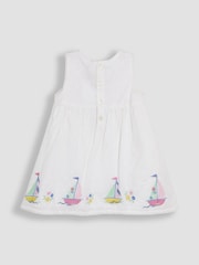 JoJo Maman Bébé White Boat Baby Appliqué 100% Cotton Dress - Image 3 of 5